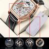 Chenxi Retro Hollow Skeleton Mens Automatic Mechanical Watch Waterproof Moon Phase Tourbillon Watches Luxury Tonneau Business Wristwatch