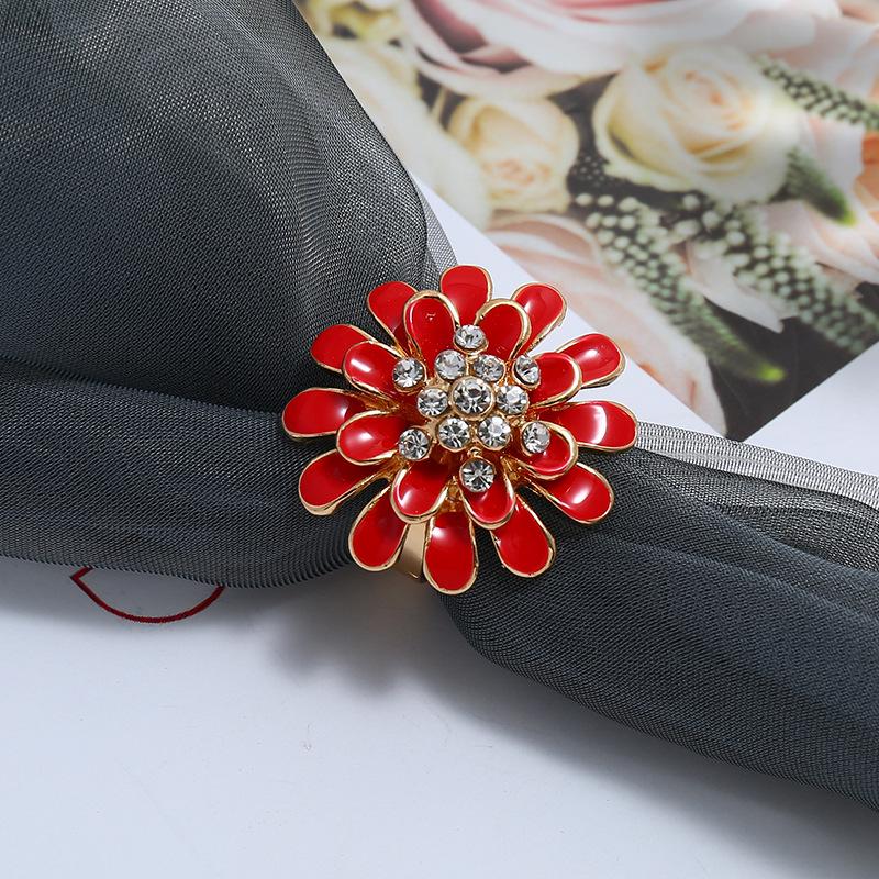 European & American Fashion OL Diamond Inlaid Flower Ring - Nightclub Internet Celebrity Jewelry X042