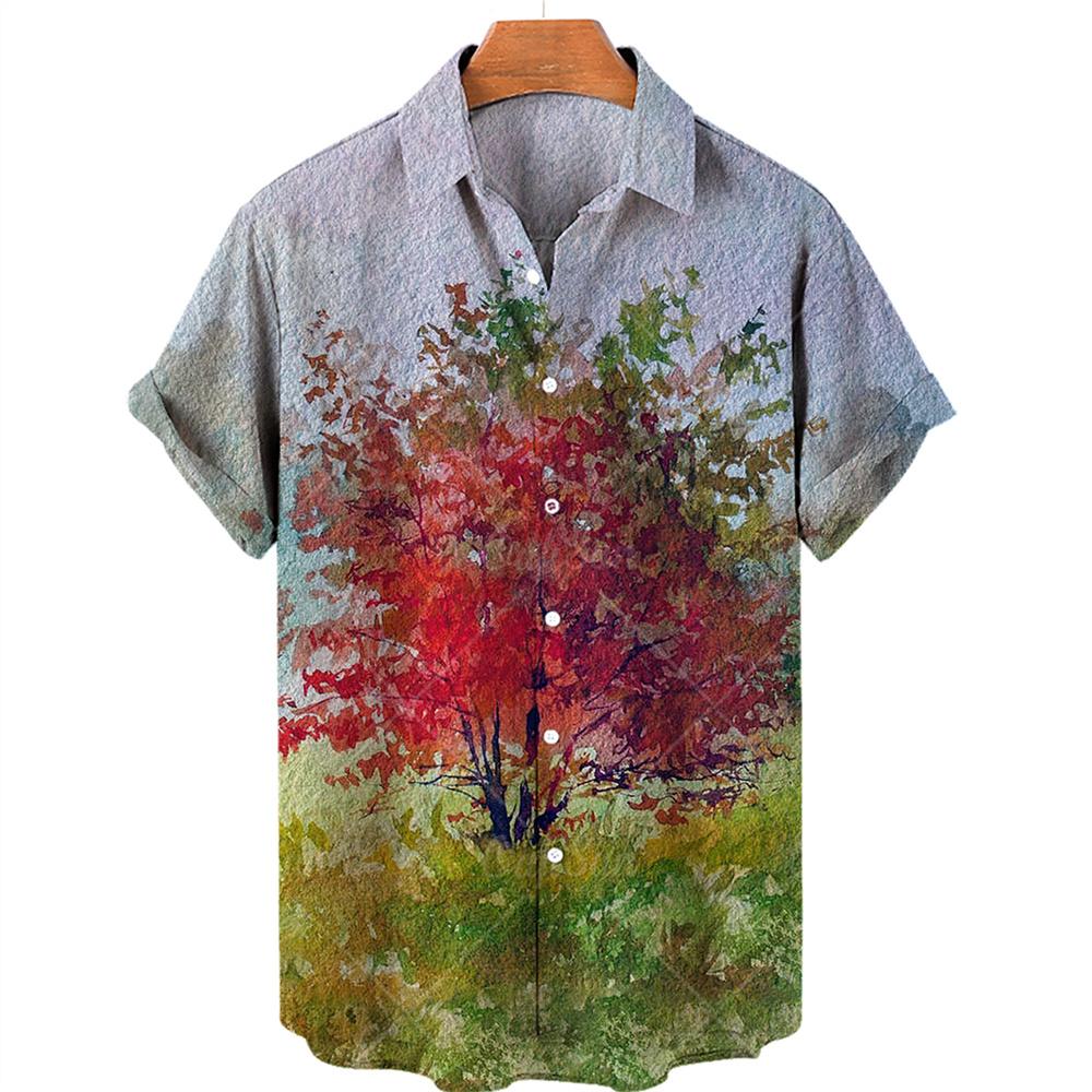 Oversized Shirt Hawaiian Beach Holiday Flower Painting Pattern Summer Casual Man Top Breathable Mens Design Clothing New