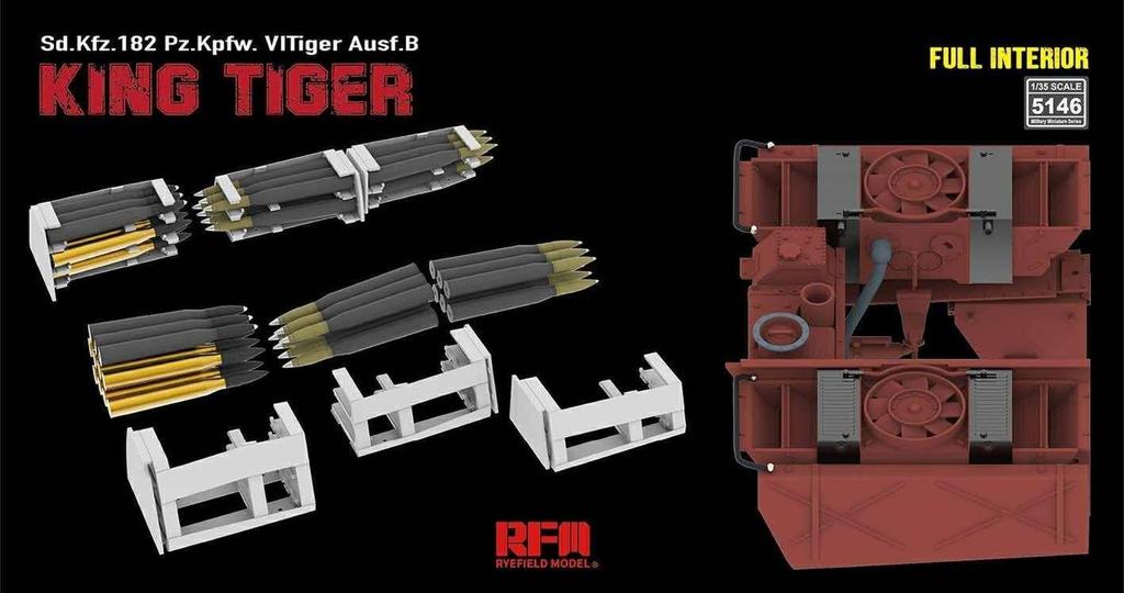 Ryefield Models King Tiger with Full Interior Plastic Model Kit RFM5146 1/35 Sd.Kfz.182 (Tank)