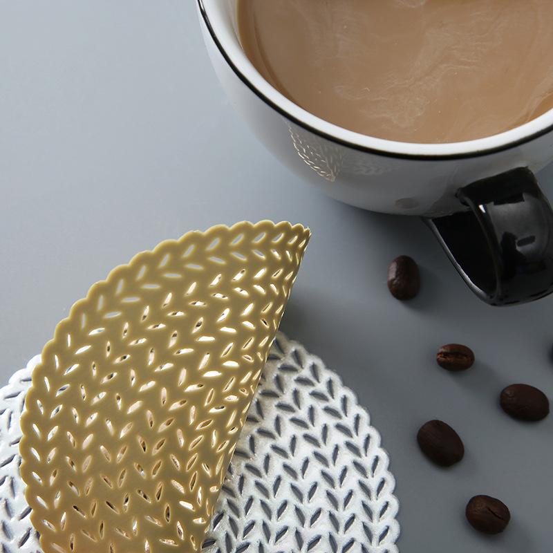 4PCS Creative Hollow Cup Mat Vintage Wheat Coasters Table Placemat Heat Insulation Decorative Doilies for Home Kitchen Dining