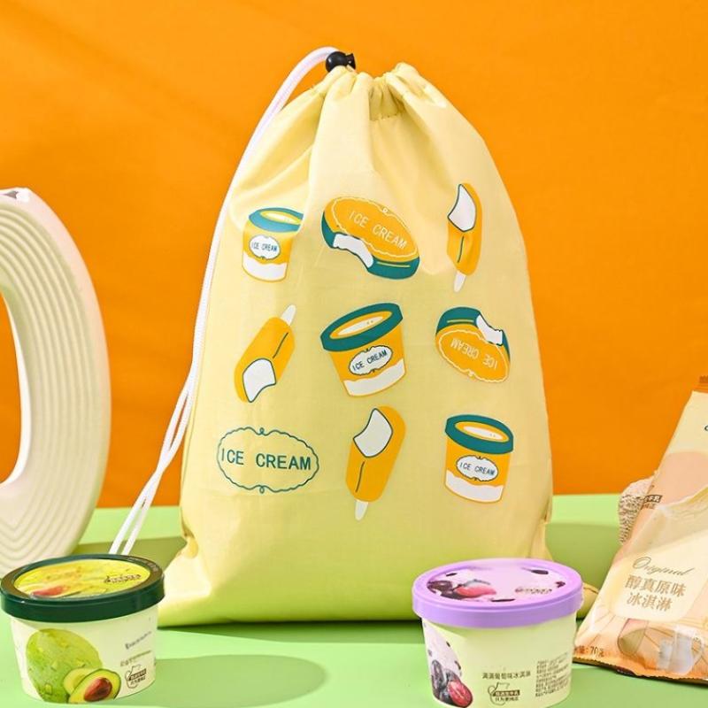 1/3Pcs Fruit Vegetable Freshkeeping Bag Oranges Broccoli Ice Cream Storage Bag Anti Ripening Insulated Bag Drawstring Reusable