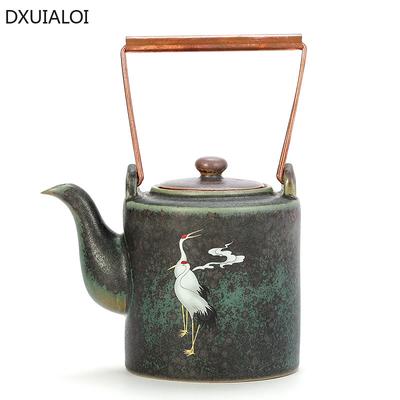Kettle Kiln Turned Into a Crane Chengxiang Ceramic Retro Teapot Stoneware Copper Handle Soaked Tea Pot Home Decor Kung Fu Tea