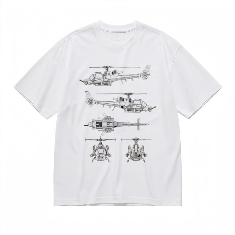 

Men s Comfy Classic T-Shirt Rotorcraft Anatomy Line Art Design Tee White Cotton XL