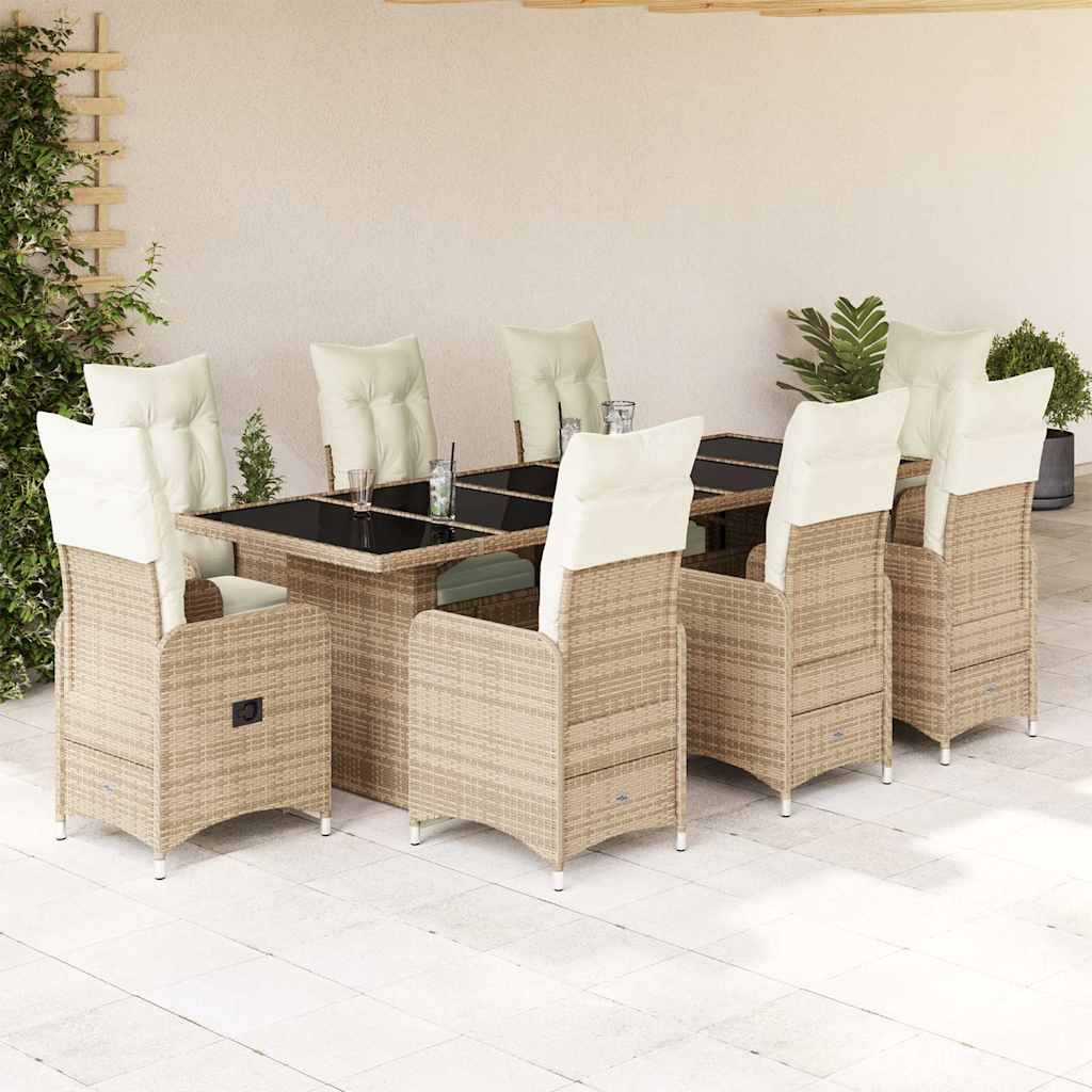 Vidaxl 9-Cz. Zestaw Ogrodowych Mebli Bistro Z Poduszkami, Beżowy