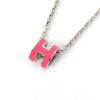 Excellent Necklace Mini Pop H Pendant Pendant Pink Silver Women Used