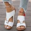 Fashion 2025 Ladies Shoes Open Toe Women's Slippers Outdoor Casual Slippers Women Buckle Round Toe Wedges Plus Size Women's Sandals