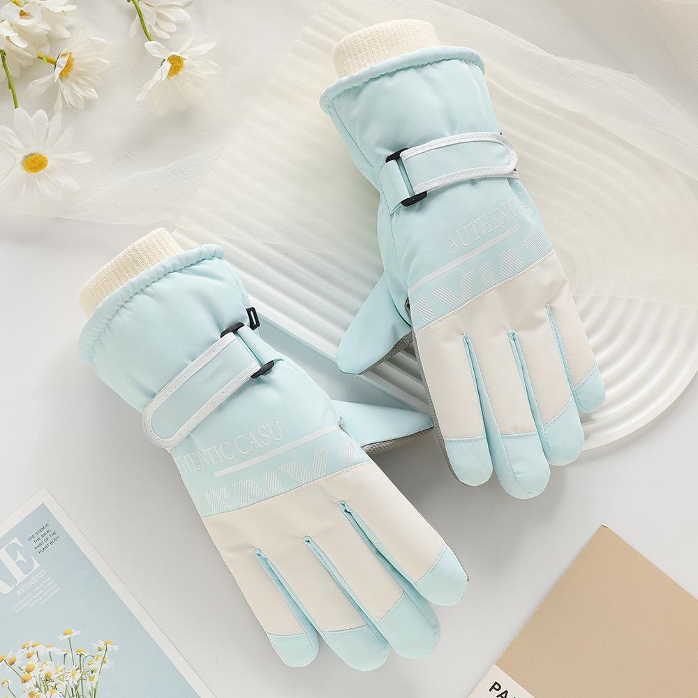 Ski Gloves for Men and Women Outdoor Winter Thickened Windproof Water Splashing Cold and Velvet Touch Screen Riding Warm Gloves