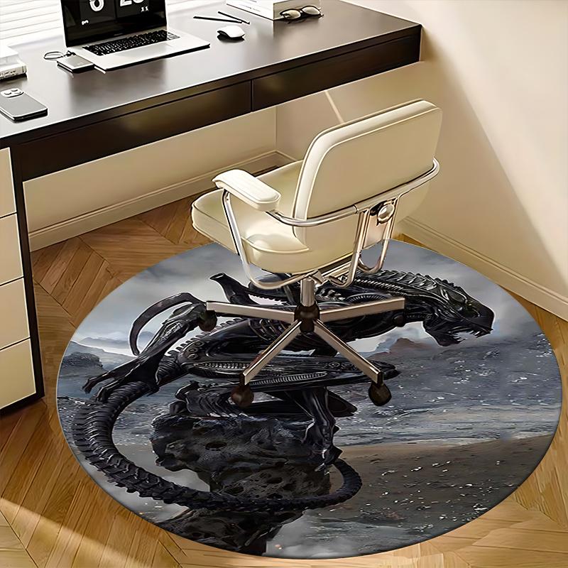 Alien Xenomorph,Sci Fi Monster Chair mat Round Rug Office carpet, Machine Washable, Non slip, Suitable for Living Rooms, Bedrooms