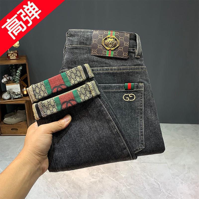 Pánské džíny Slim Fit Light Luxury na léto 2023 - Trendy, elastické a ležérní dlouhé kalhoty