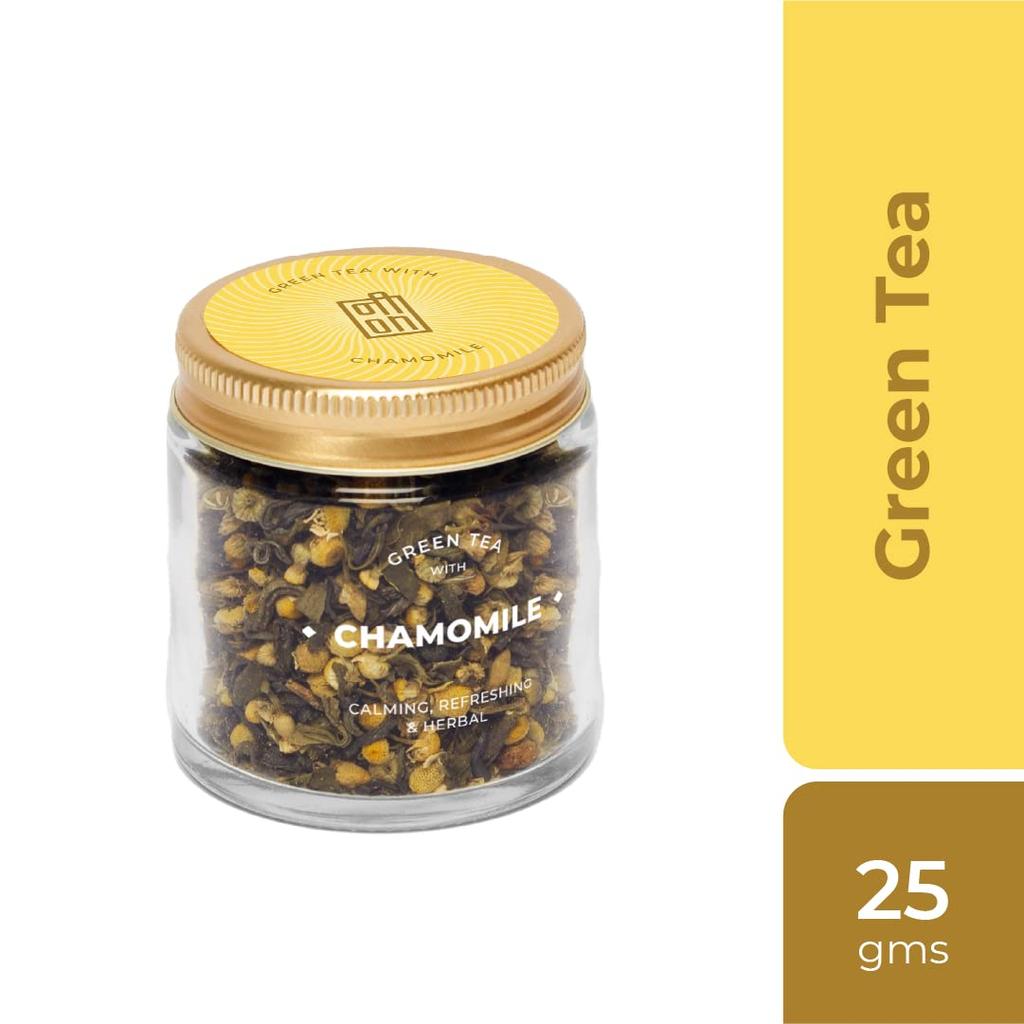 Nion Chamomile Green Tea Blend | Calming Tea | Floral And Herbal Tea Blend | Small Jar, 25g