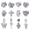 925 Silver Romantic Classical Lotus Love Butterfly Charms Beads Fit Bracelet DIY Fine Jewelry Gift