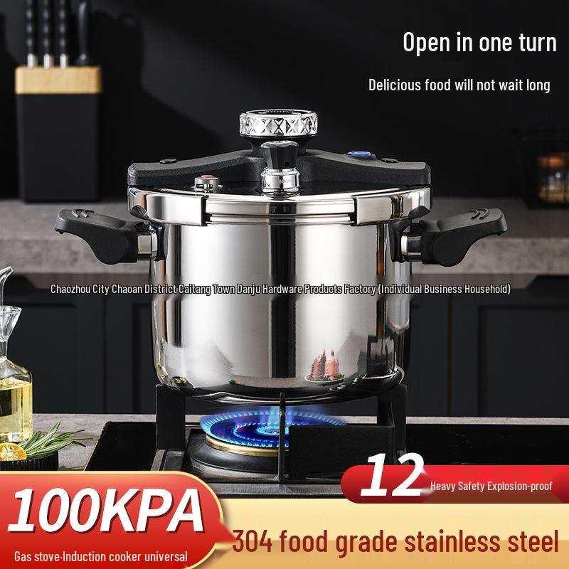 304 Triple-Layer Steel Thick Pressure Cooker - Large Capacity, Explosion-Proof Design for Gas and Induction Cooking