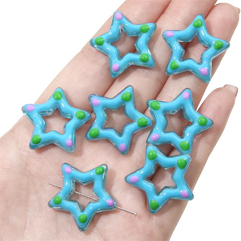 Akrylová kapková olejová hvězda DIY ručně malované korálky řetízek na telefon náramek náhrdelník sada