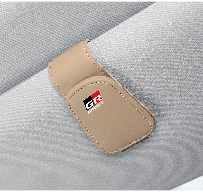 Car Accessories Sun Visor Sunglasses Holder PU leather Glasses Clip For Toyota Corolla Yaris Aygo Prius CHR Camry Auris Avensis