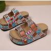 Damen S Kork-Slipper mit Strasssteinen, dicke Sohle, für den Außenbereich