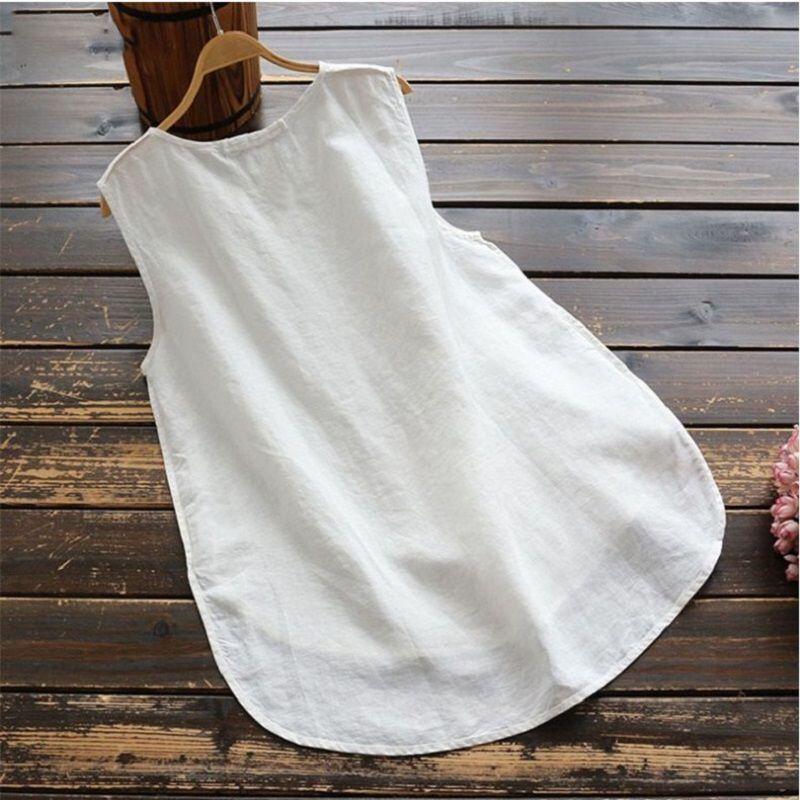 Zanzea Donna Taglie Forti Canotta Basic Senza Maniche Larga Monocolore Per Comfort Stilosa in Estate