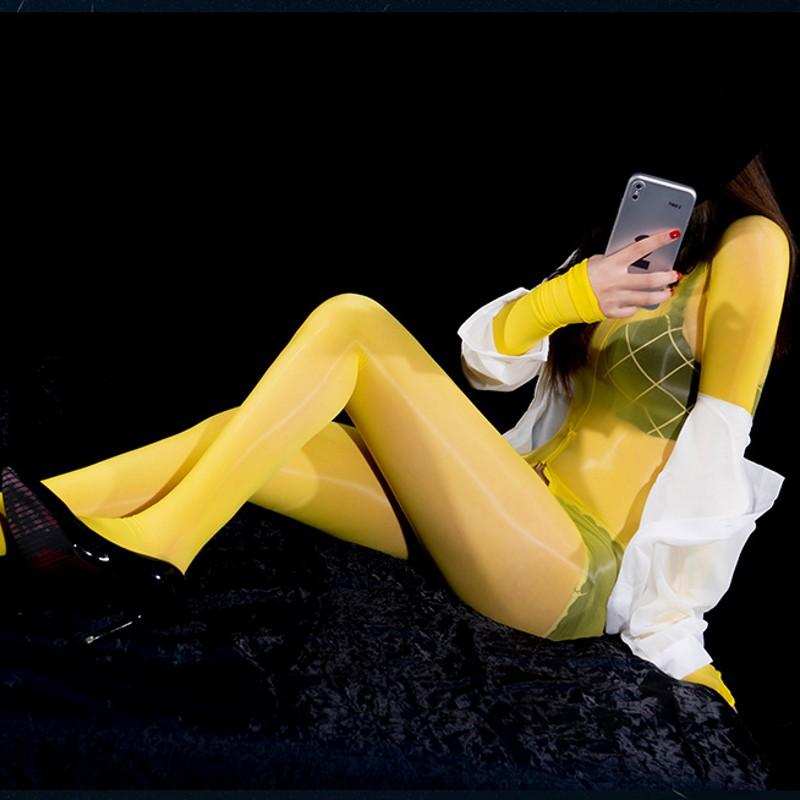 Öl Glänzend Cosplay Erotische Unterwäsche Damen Langarm Offener Schritt Bodystocking Elastisch Durchsichtig Ganzkörper Jumpsuit Mit Reißverschluss