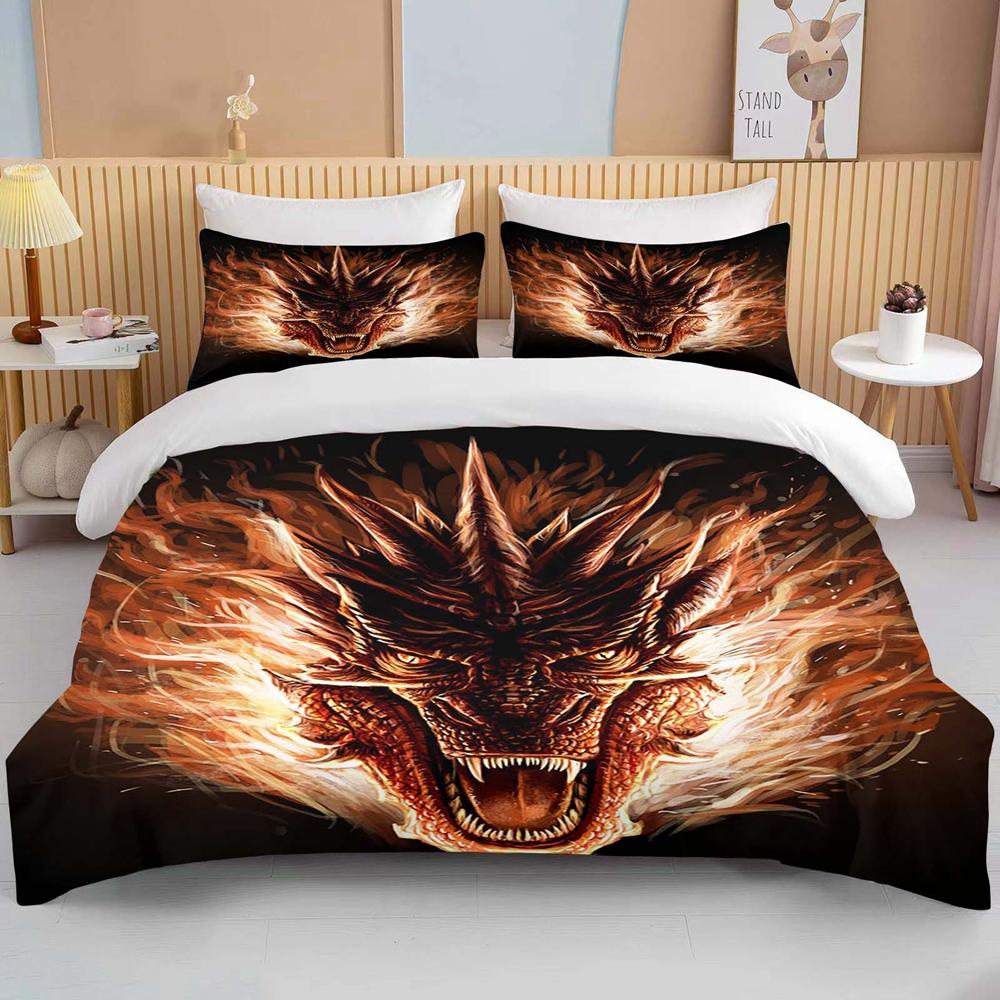 Chinese dragon Bedding 3 Piece Set king size double bed bedding set microfiber or polyester duvet cover set  bedroom bed set
