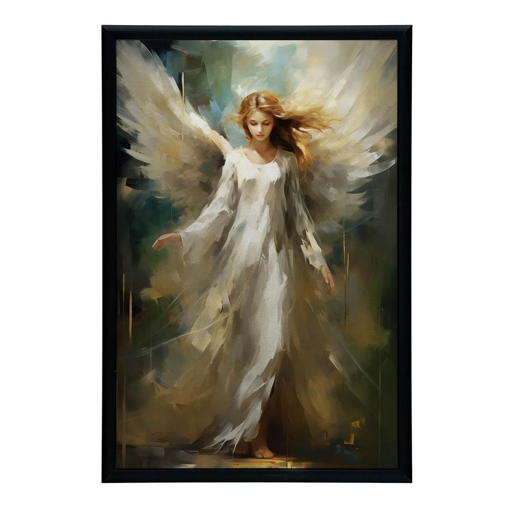 Anioł Stróż W Szmaragdowej Przestrzeni Anioł Stróż W Szmaragdowej Przestrzeni, 40X50 Cm, Rama Aluminiowa Złota, Papier Matowy 230 Gsm