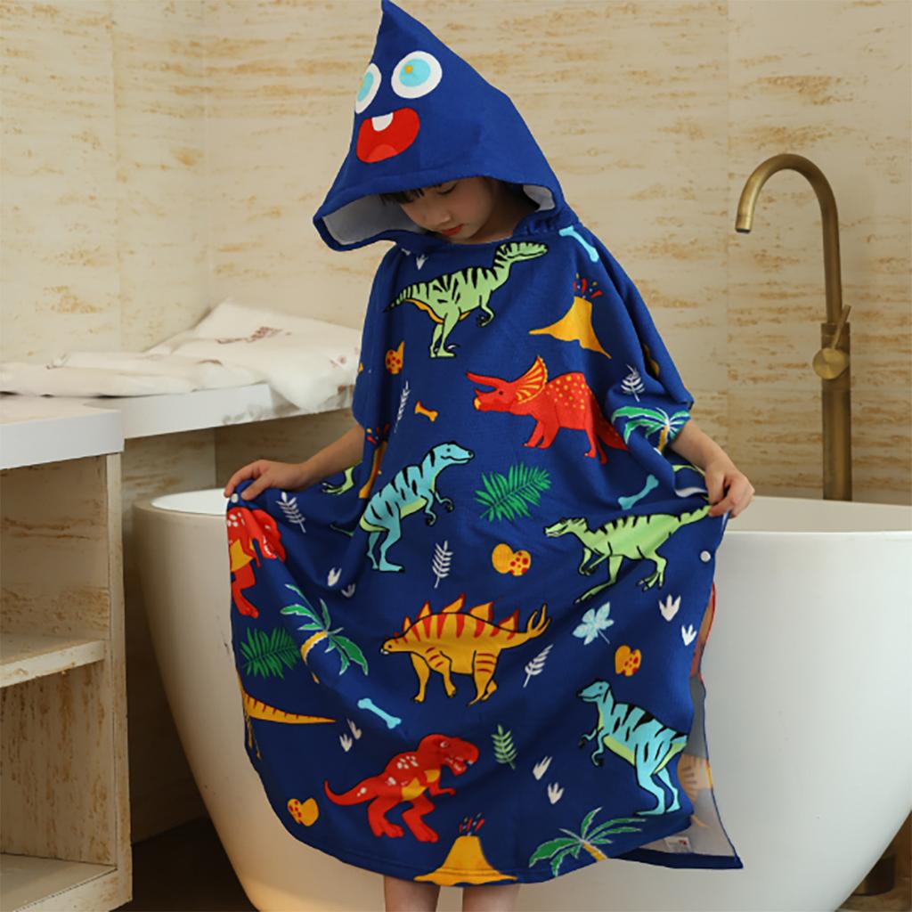 Sommer-Mikrofaser-Badeponcho mit Aufdruck für Kinder, Badetuch mit Kapuze, das nicht fusselt oder ausbleicht, Alter 2-10