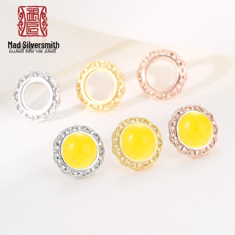 

18K Gold S925 Sterling Silver Stud & Dangle Earring Settings for Inlaid Amber or Jade. 925 Silver