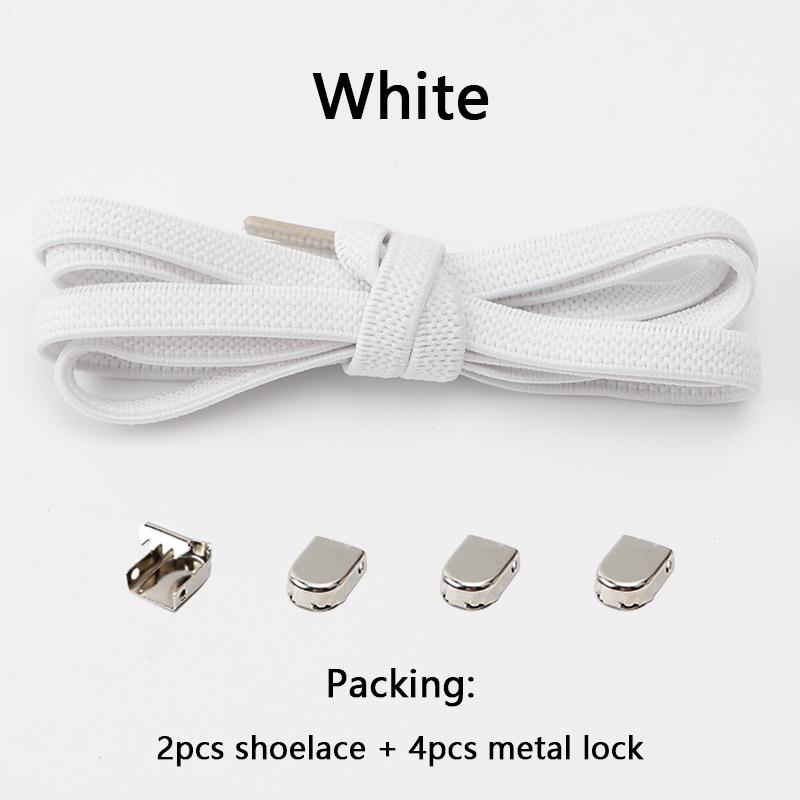4Pcs Metal Buckles No Tie Shoelaces Elastic for Sneakers One Size Fits All Adult Kids Quick Laces Lazy Sport Rubber Shoestrings