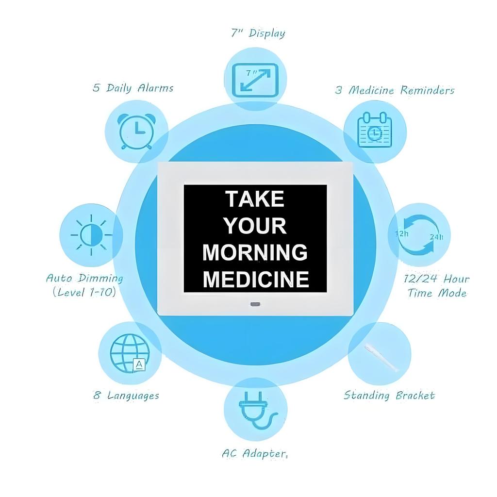 7 Inch Jumbo Display Digital Clock | Auto-Dimming & Extra Large Digits | Date Day Temperature for Bedside Desk