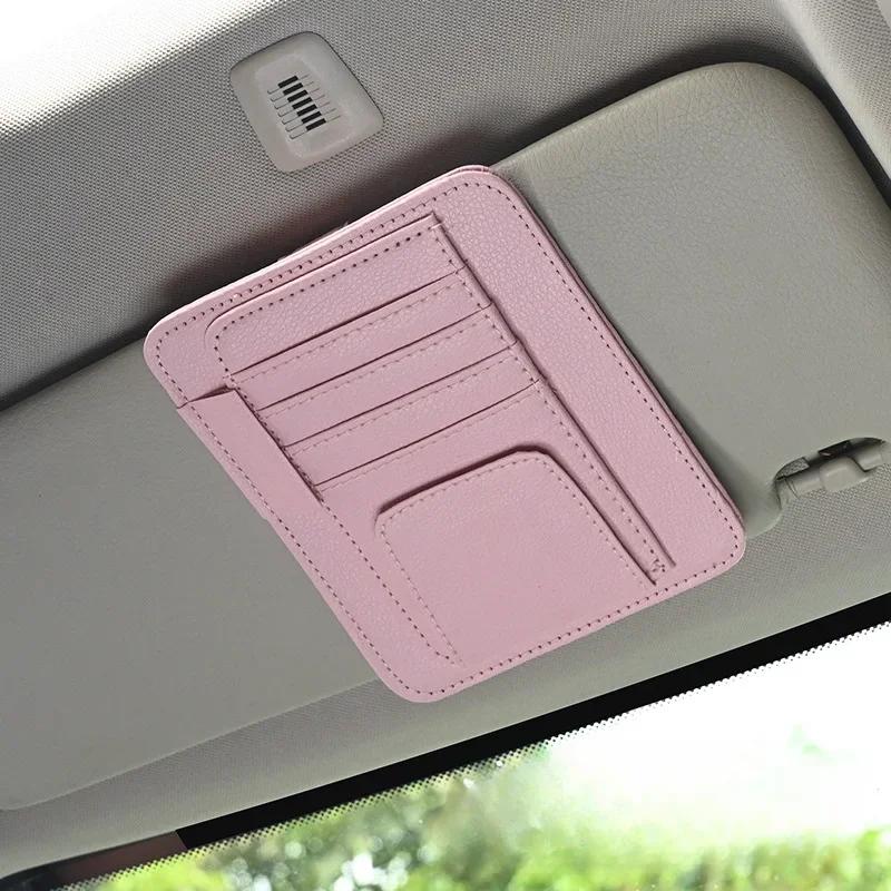 Car Sun Visor Organizer Multi-Pocket Auto Interior Accessories Pocket Organizer Car Document Storage Pouch Glasses Holder