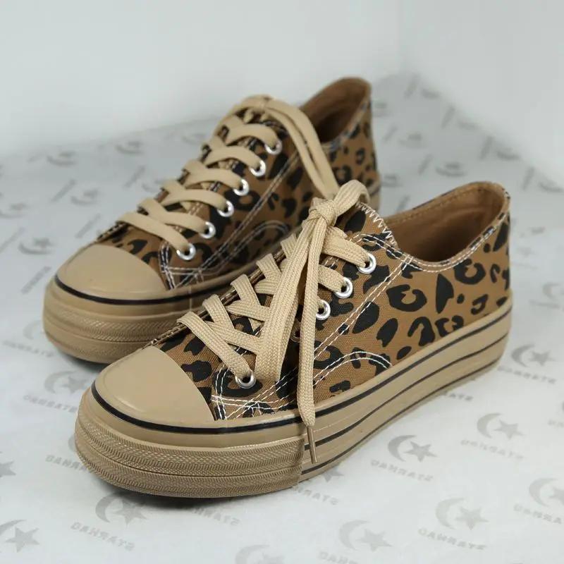 Fashion Spring Autumn Ladies Footwear Leopard Print Comfortable and Elegant New In Women's Canvas Shoes H Light Stylish High Quality 39