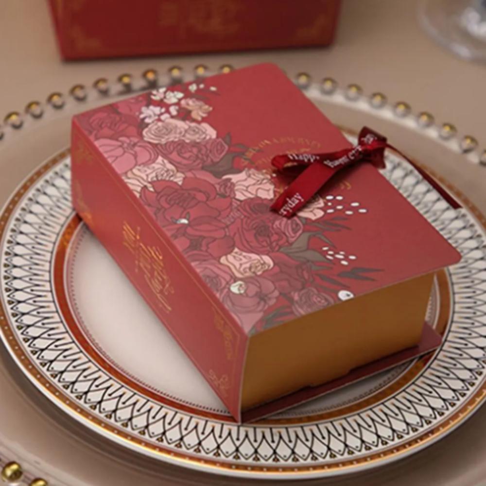 Kreativ Enkel Bokform Presentask DIY Alla hjärtans dag Bröllopsfest Födelsedagsbankett Babyshower Godis Chokladförpackning Dekor