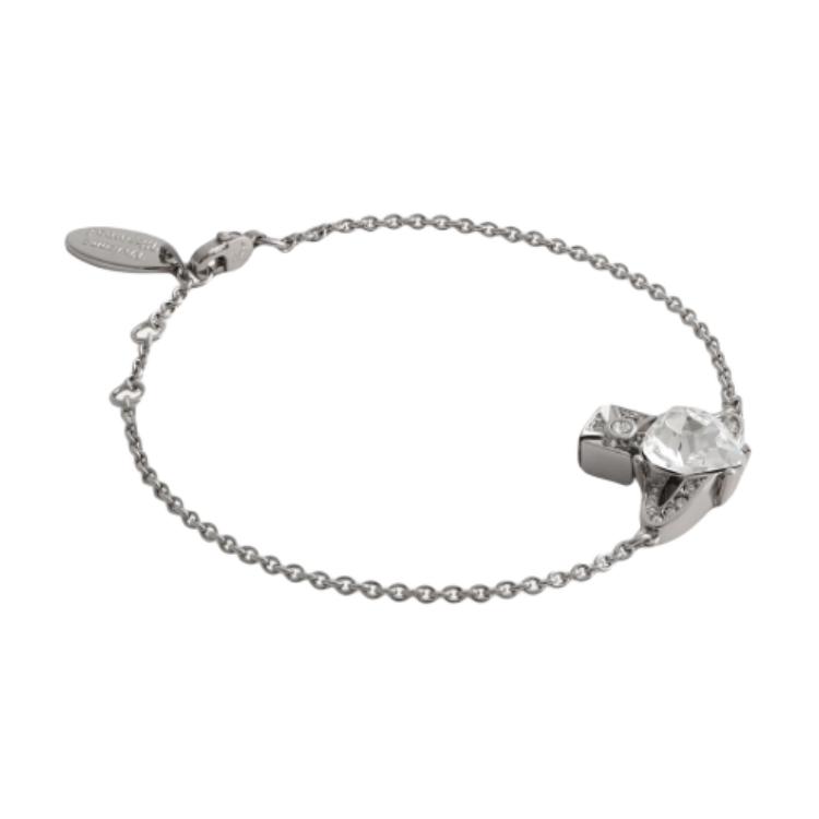 VIVIENNE WESTWOOD Ariella Heart Imitation Crystal Saturn Brass Bracelet Women Bracelet Silver 61020027-W110-W110CN