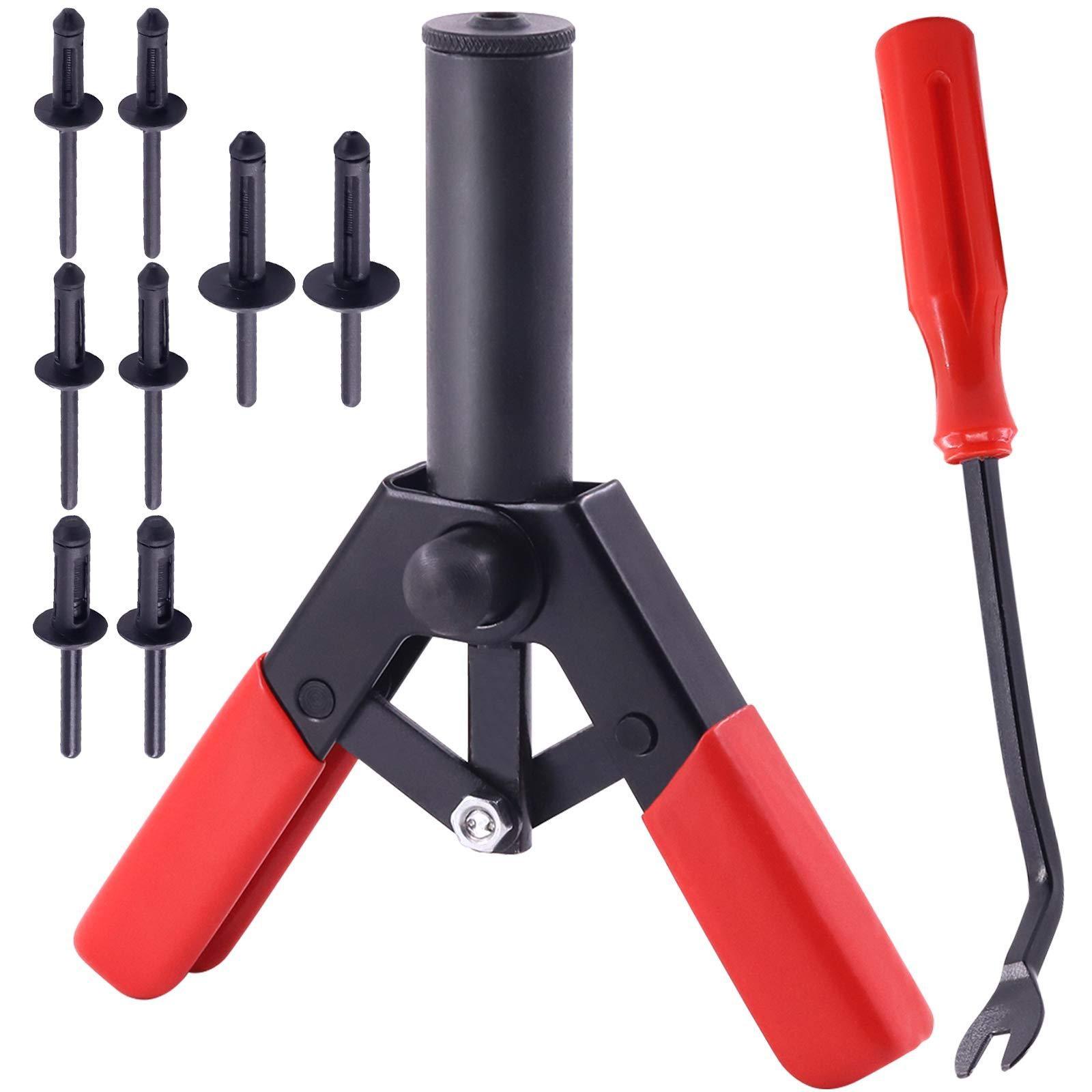 

42Pcs Plastic Set with 40Pcs 4Sizes Nylon Blind Rivets and 1Pcs Fastener Removal Tool, Hand Riveter Suitable for Automotive and More one size чорний