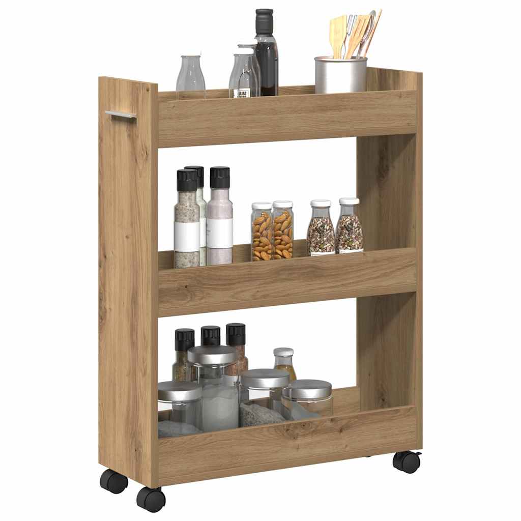 Cabinet with Wheels Artisan Oak 60 x 22 x 79 cm