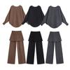 Womens Fall Winter Casual Knit Skirt Set Commuter Style Long Sleeve Two-Piece Outfit