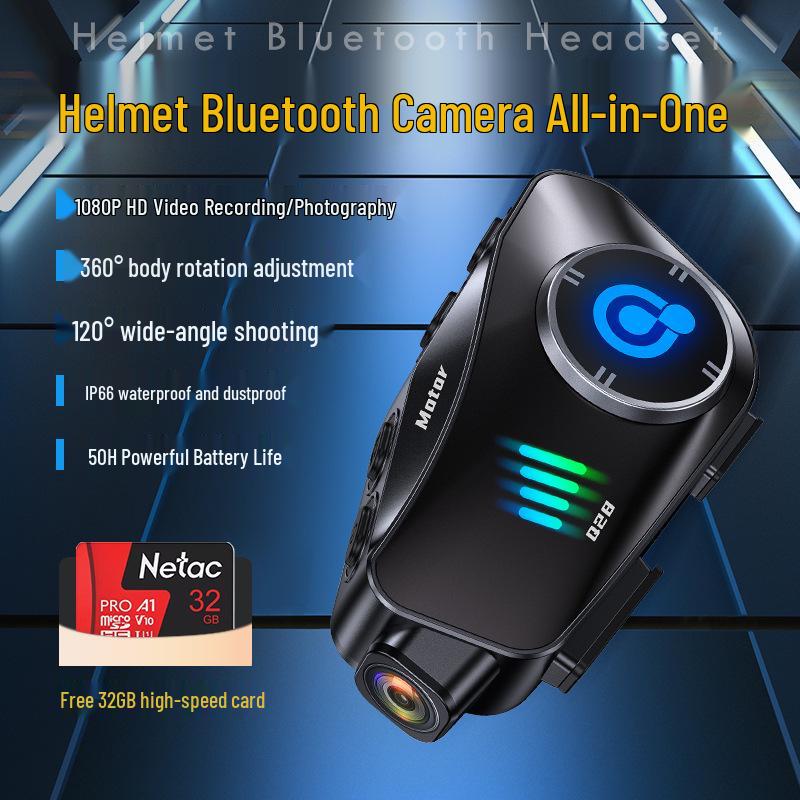 Bluetooth Helmet Earphones: Waterproof HD Open-face Motorcycle Headset with Dash Cam