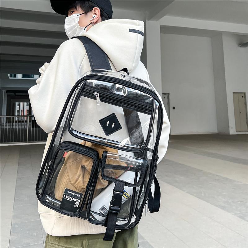 Schulranzen umweltfreundlich PVC transparent Rucksack modisch spritzwassergeschützt Schüler-Schulranzen transparenter Rucksack Gelee-Tasche