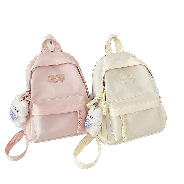 Schoolbag Korean version large capacity solid color ins simple versatile schoolbag female college student junior high school student high school