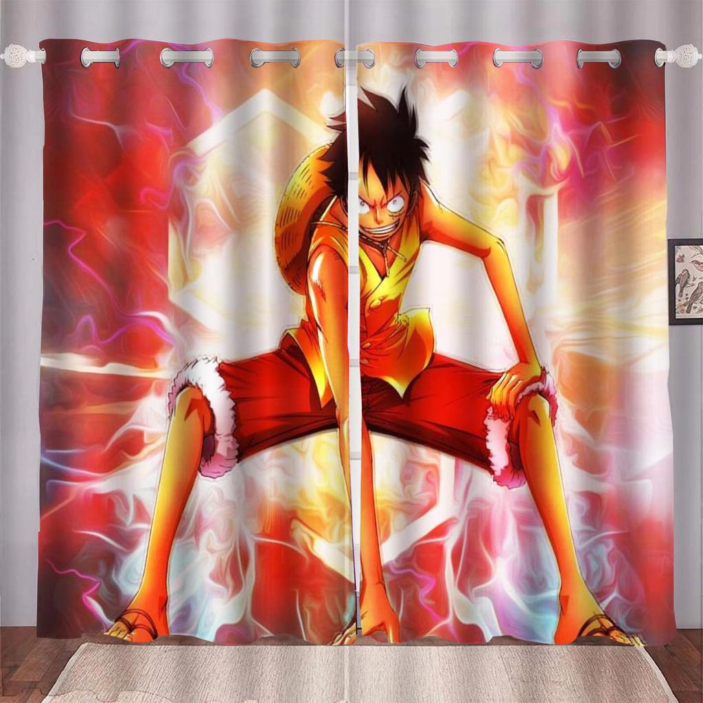 Rideau de dessin animé Monkey D Luffy pour la maison, une pièce, mignon, imprimé, filtrant la lumière, pour salon, chambre à coucher, protection contre la chaleur et le soleil