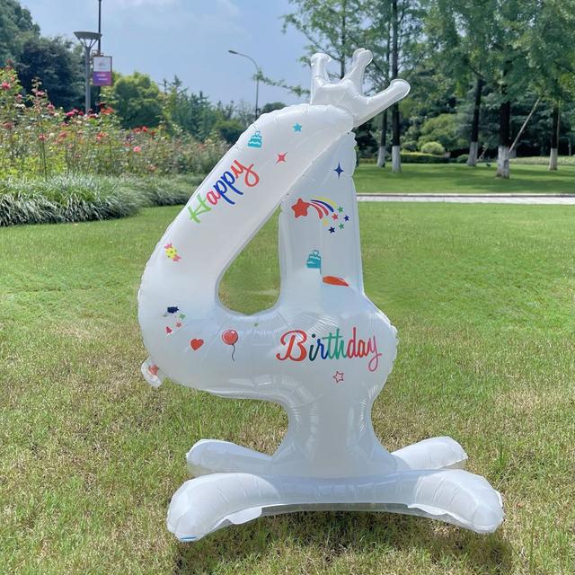 32 Inch Standing White Number Balloons Birthday Decoration Balloons Kids Birthday First Party Girl Banquet Shower Baby Decor 