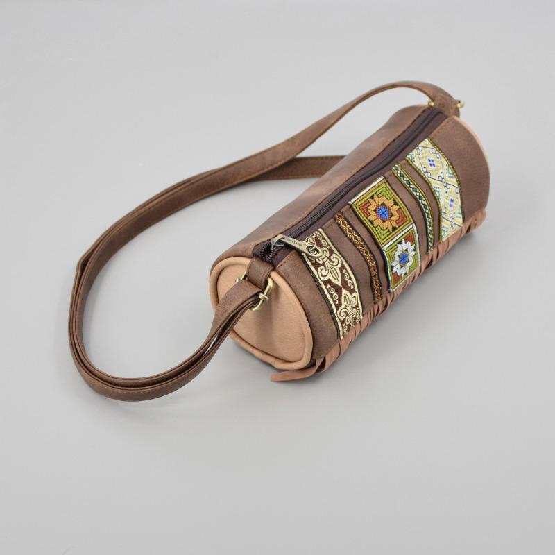 Minority Cylinder Bag Girls Crossbody Bag Ethnic Style PU Embroidery Cylinder Bag Retro All-in-one Fringe Shoulder Bag