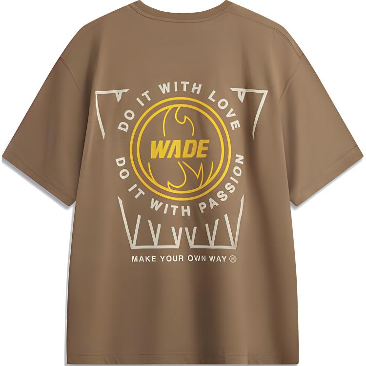 Li Ning Wade Series Sports Casual Loose Comfortable Short Sleeve T-Shirt Men Tops Cocoa-Brown AHSU169-6
