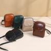 Leather Small Bag for Spring and Summer, Trendy Oil Wax Cowhide Phone Bag, Retro Crossbody Bag, Single Shoulder