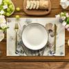 [Floral Placemat Set] 4pcs Brown Poppy Floral Leaves Fall Placemats Set of 4,12x18 Inch Seasonal Spring Table Mats for Party Kitchen Dining Decoration