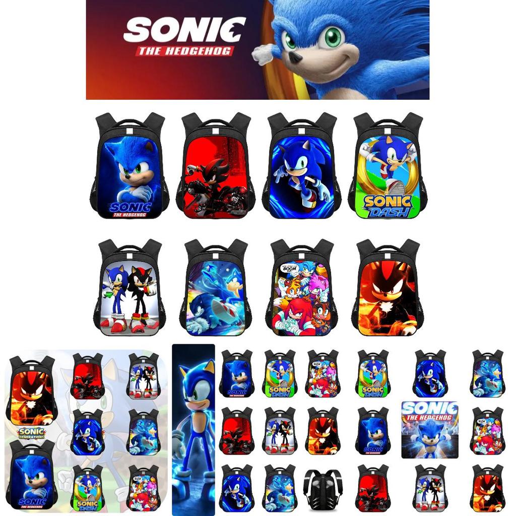 New Sonic Children's Backpack For Boys And Girls Cartoon Trendy School Bag Medium Size 20-35l Capacity
