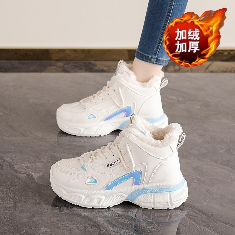 Winter velvet high-top dad shoes thick soles heightened thickened warm cotton shoes sports shoes