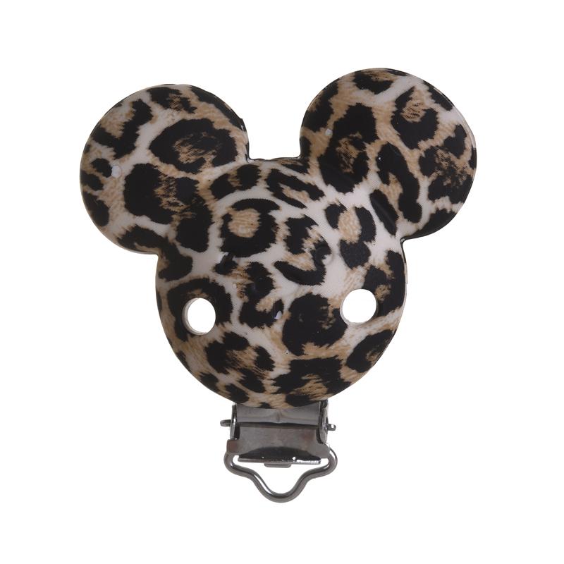 3 Stück 38x50mm Leopard Herzform Silikon Schnullerclip DIY Baby Zahnen Beißring Halskette Perlenwerkzeug Pflege Geschenk Zubehör
