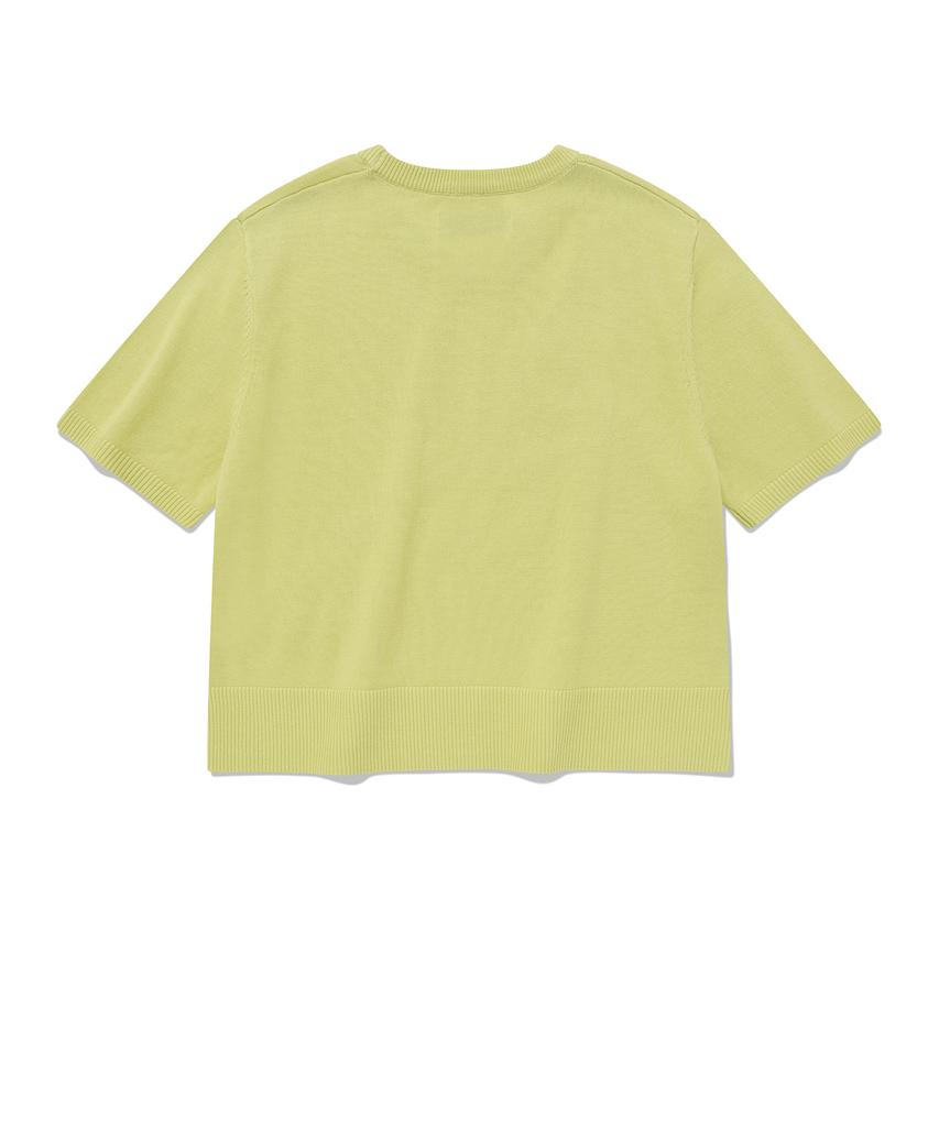 FALLETT Cutout Short Sleeve Knit Lime