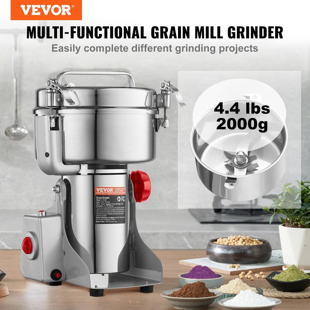 2000g Commercial Spice Grinder Electric Grain Mill Grinder High Speed