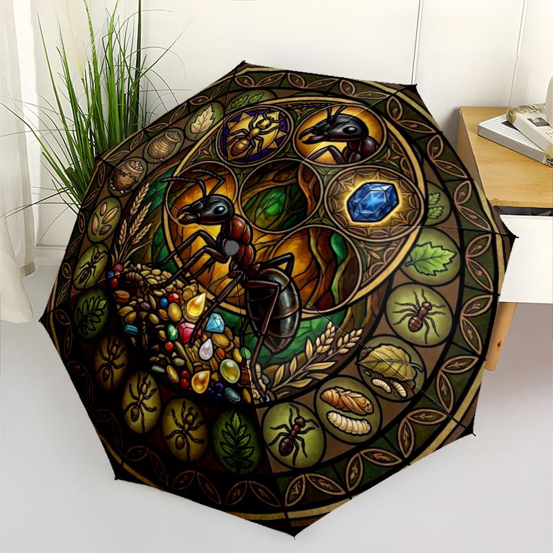 Ants Treasure Hunt pattern umbrella, portable and foldable design, 8 ribs, a casual accessory for Halloween, Christmas, and birthday gifts.